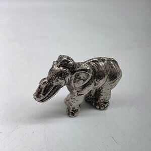 Miniature Silver Tone Metal Elephant Figurine 1.75"
